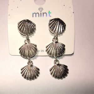Mint Silver Shell Dangle Earrings